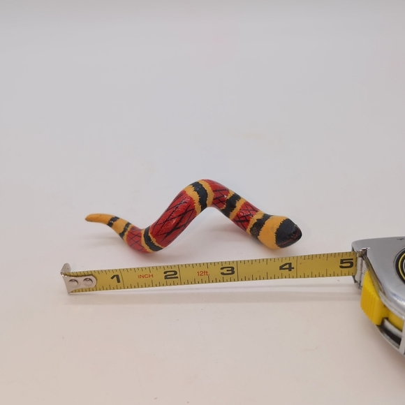 Colorful Handcrafted Wooden Snake Decor Coral 4 Inch Fits Around A Rod - Picture 7 of 7